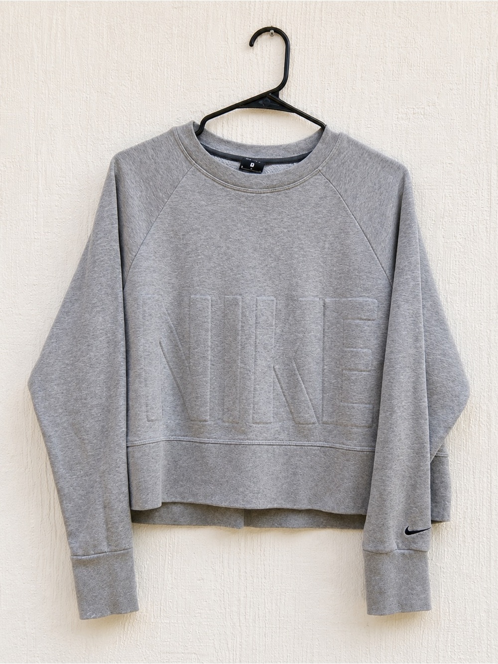Nike Women's Light Gray Embossed Logo Crew Sweatshirt